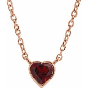 14K Rose Natural Mozambique Garnet Bezel-Set 16-18" Necklace