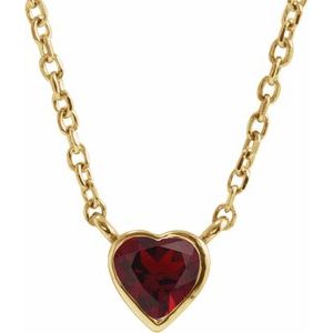 14K Yellow Natural Mozambique Garnet Bezel-Set 16-18" Necklace