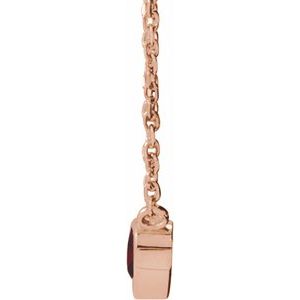 14K Rose Natural Mozambique Garnet Bezel-Set 16-18" Necklace
