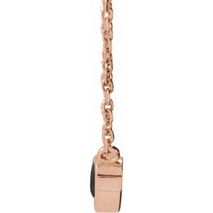 14K Rose Natural Black Onyx Bezel-Set 16-18" Necklace