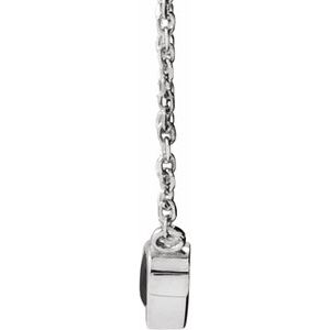 14K White Natural Black Onyx Bezel-Set 16-18" Necklace