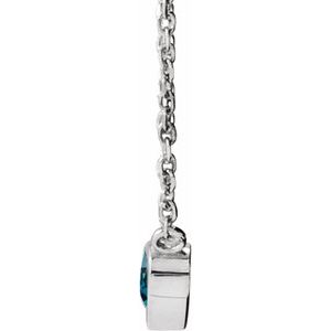 14K White Natural London Blue Topaz Bezel-Set 16-18" Necklace