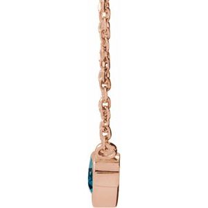 14K Rose Natural London Blue Topaz Bezel-Set 16-18" Necklace