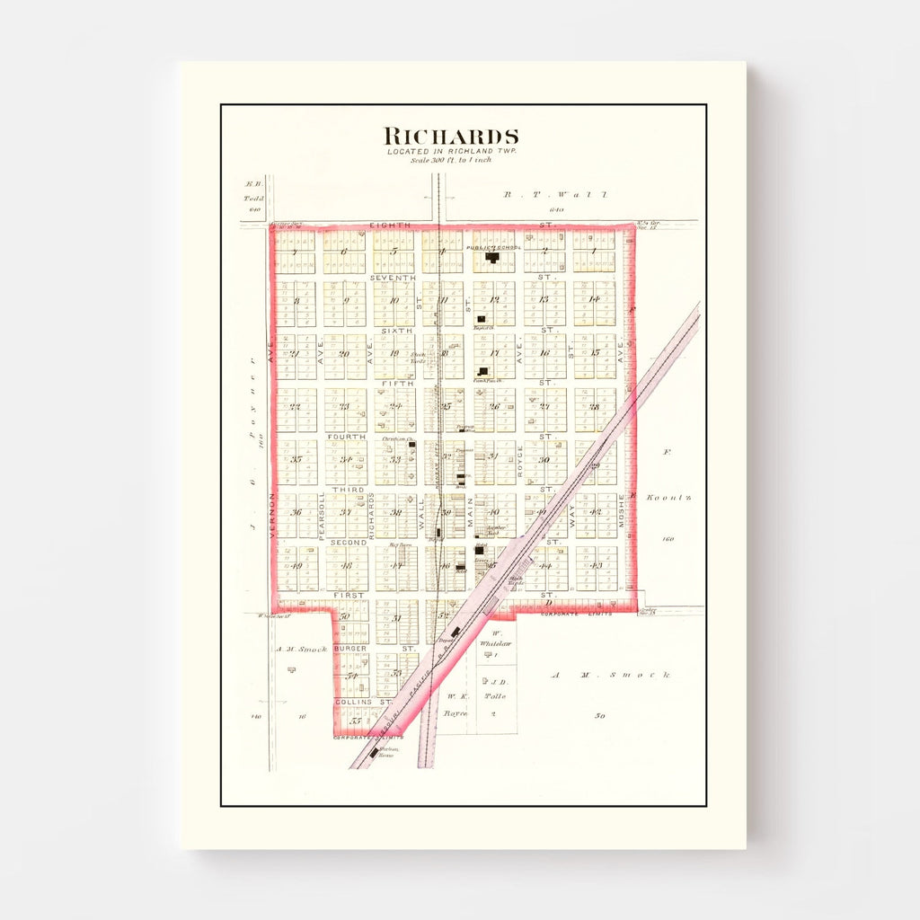 Vintage Map of Richards, Missouri 1903