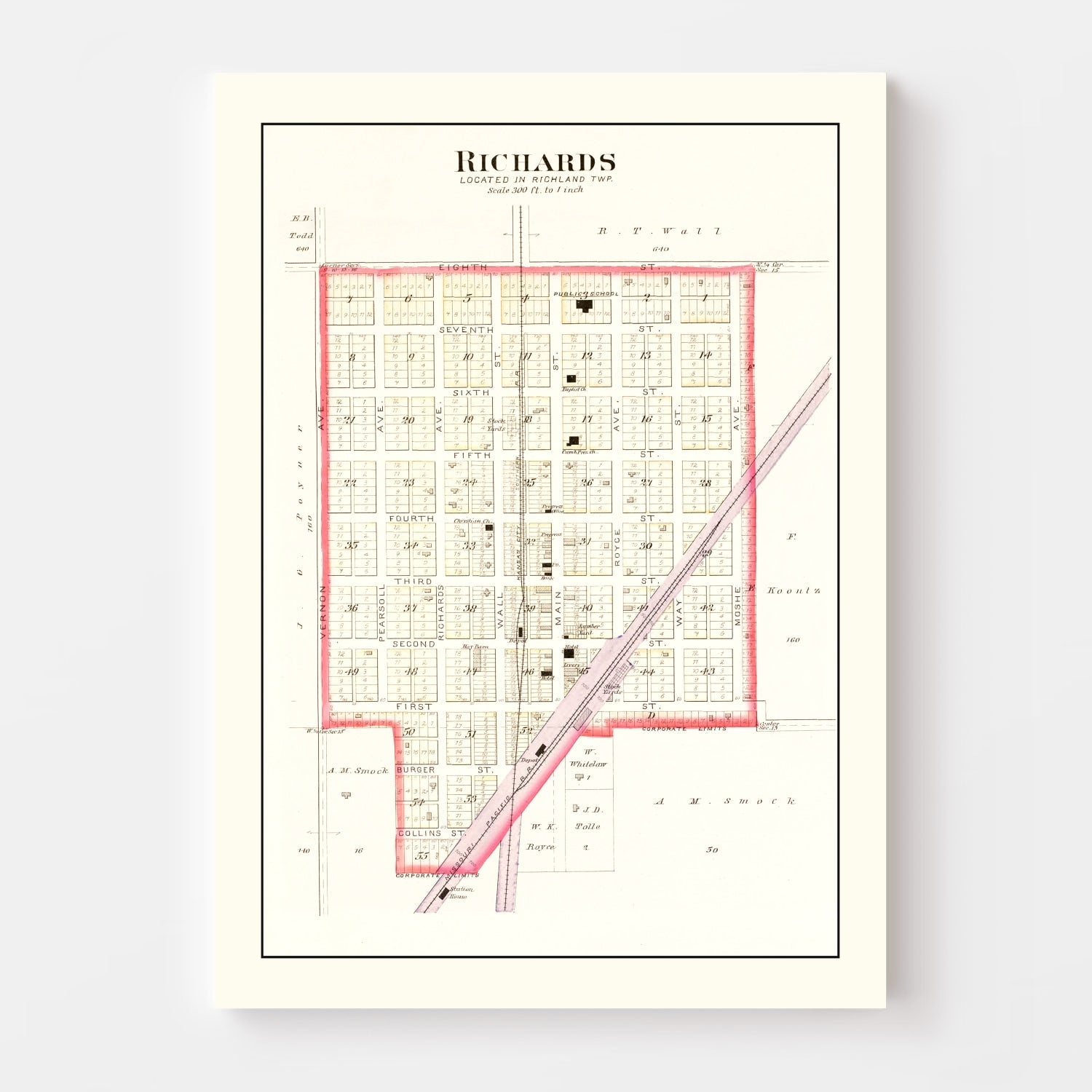 Vintage Map of Richards, Missouri 1903