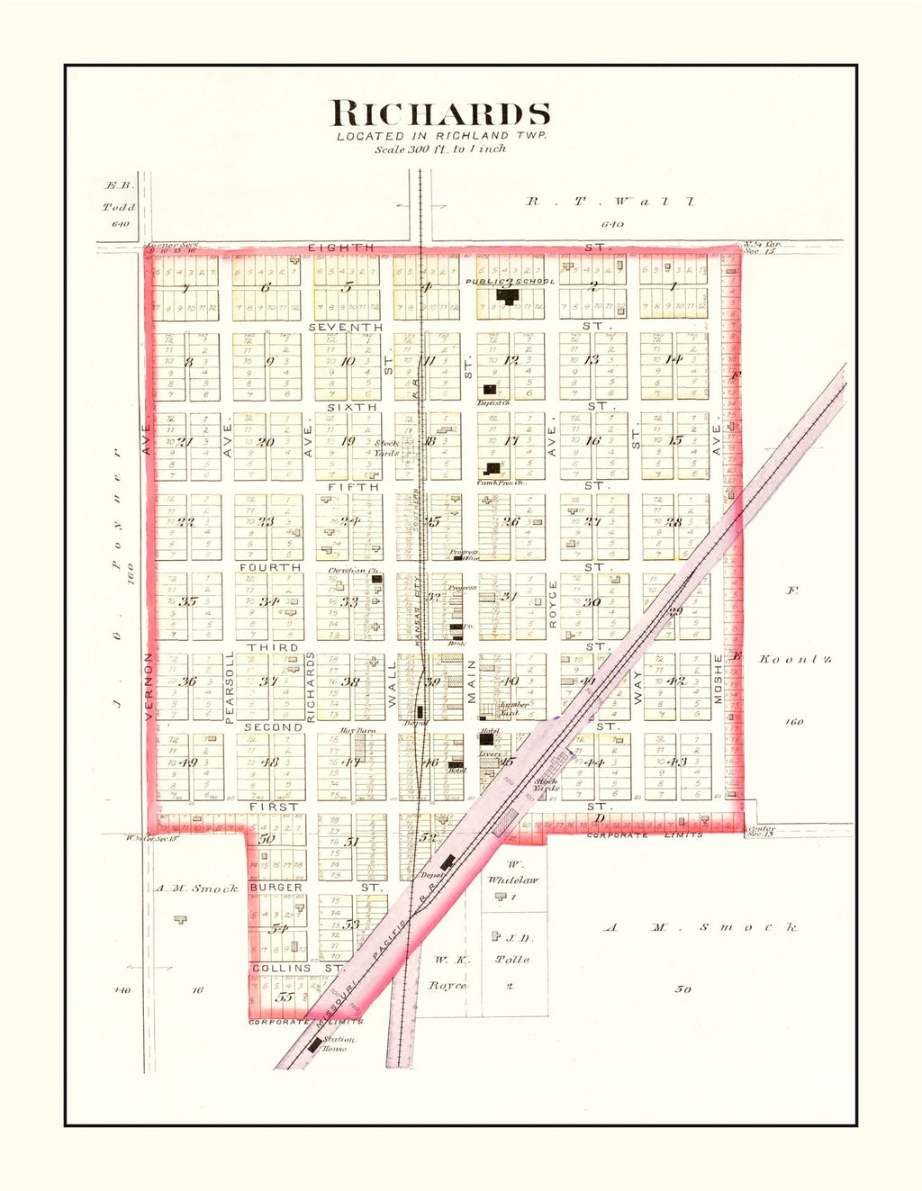 Vintage Map of Richards, Missouri 1903