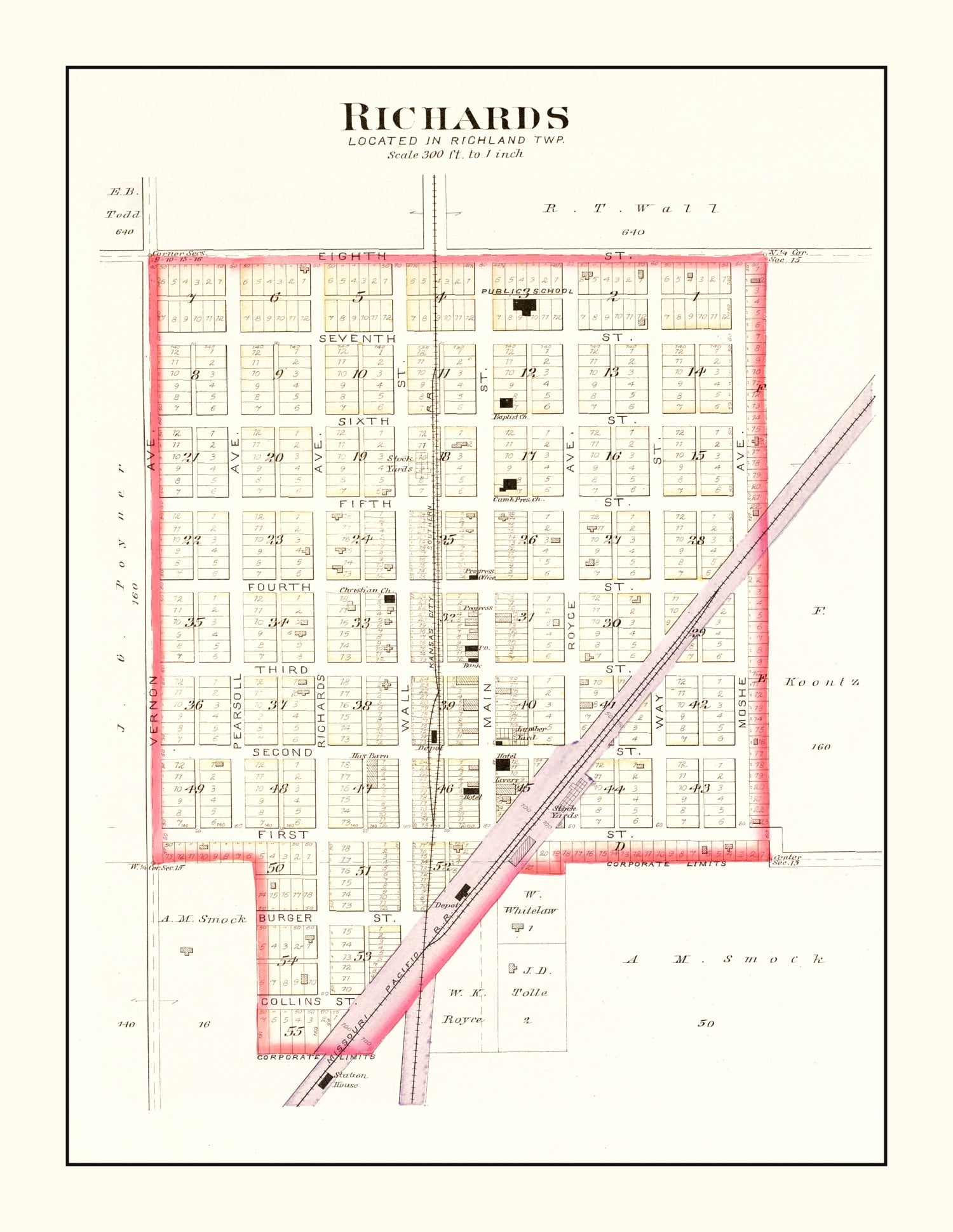 Vintage Map of Richards, Missouri 1903