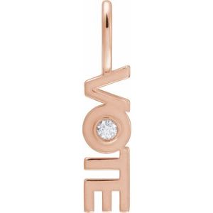 14K Rose Gold .03 CT Natural Diamond Vote Charm/Pendant