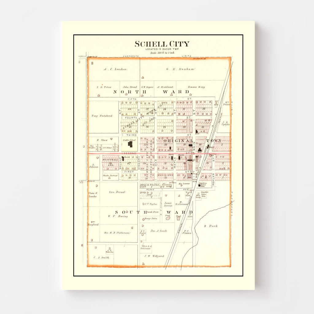 Vintage Map of Schell City, Missouri 1903