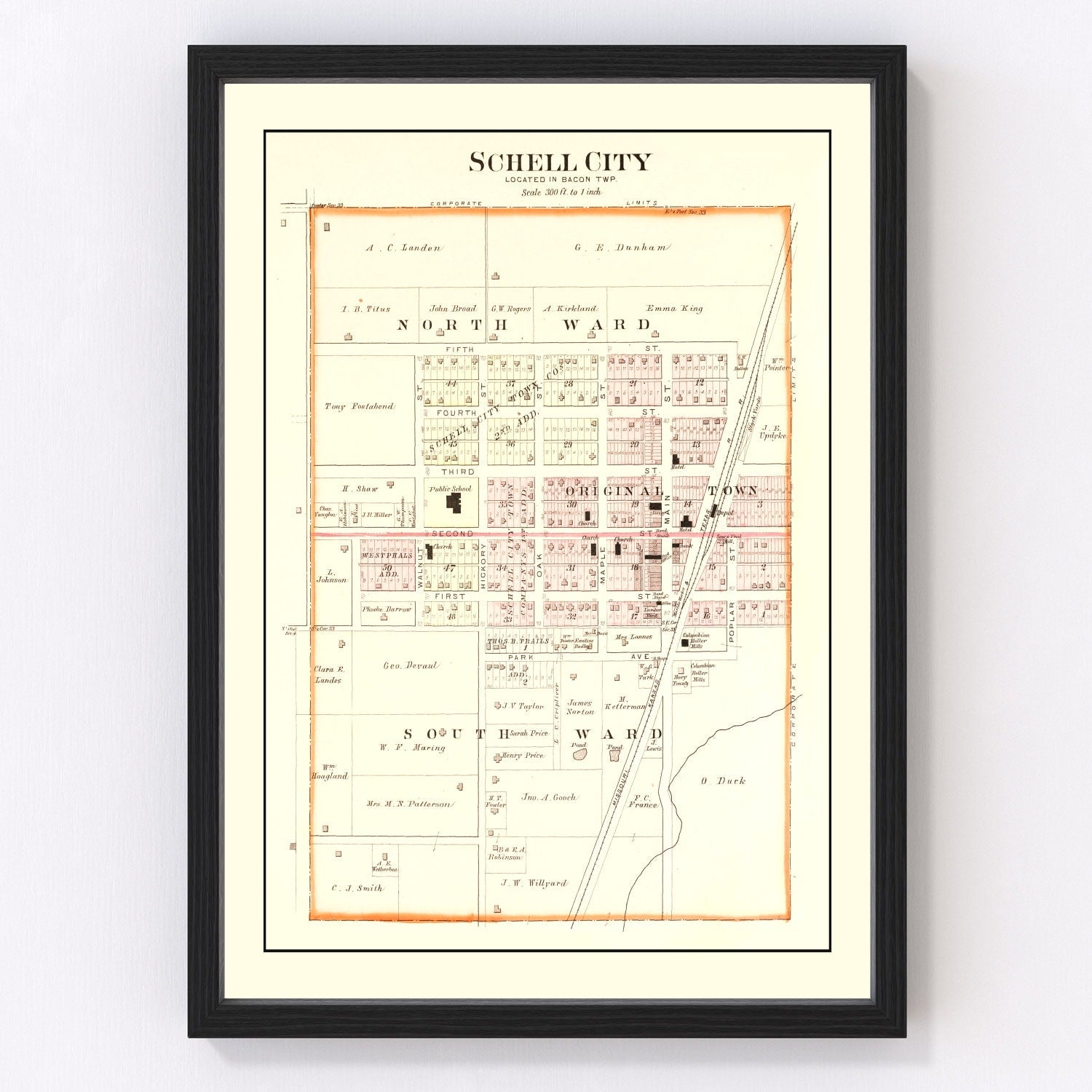 Vintage Map of Schell City, Missouri 1903