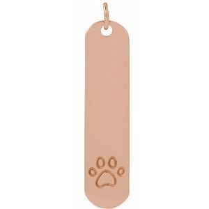 14K Rose Engravable Paw Print Pendant