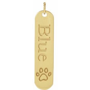14K Yellow Engravable Paw Print Pendant