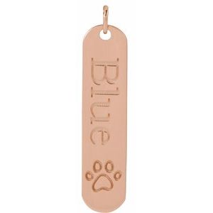 14K Rose Engravable Paw Print Pendant