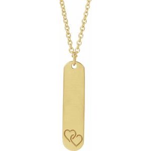 14K Yellow Engravable Interlocking Hearts 16-18" Necklace