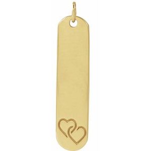 14K Yellow Engravable Interlocking Hearts Pendant