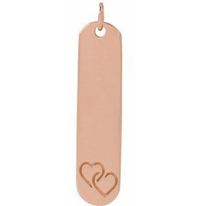 14K Rose Engravable Interlocking Hearts Pendant
