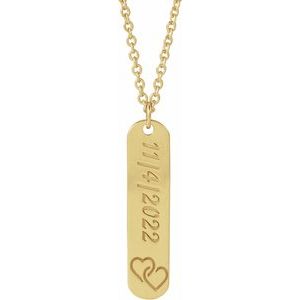 14K Yellow Engravable Interlocking Hearts 16-18" Necklace
