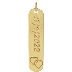 14K Yellow Engravable Interlocking Hearts Pendant