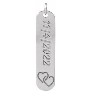 14K White Engravable Interlocking Hearts Pendant