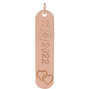 14K Rose Engravable Interlocking Hearts Pendant