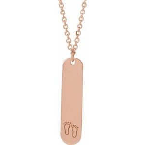 14K Rose Engravable Footprints 16-18" Necklace