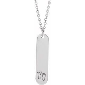 14K White Engravable Footprints 16-18" Necklace