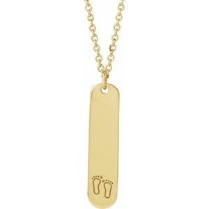 14K Yellow Engravable Footprints 16-18" Necklace