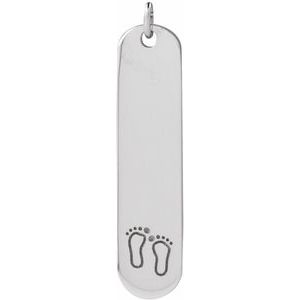 14K White Engravable Footprints Pendant