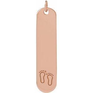 14K Rose Engravable Footprints Pendant
