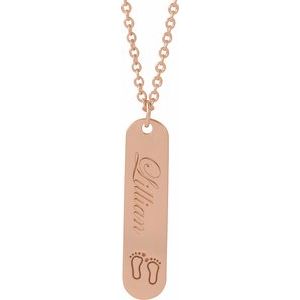 14K Rose Engravable Footprints 16-18" Necklace