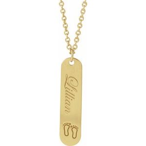 14K Yellow Engravable Footprints 16-18" Necklace