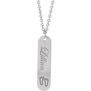 14K White Engravable Footprints 16-18" Necklace