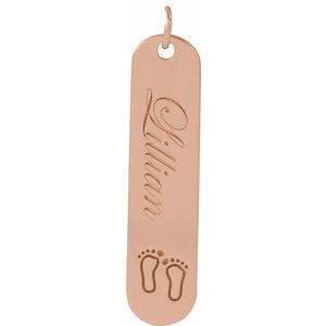 14K Rose Engravable Footprints Pendant