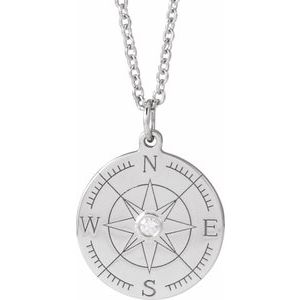 Accented Compass Necklace or Pendant