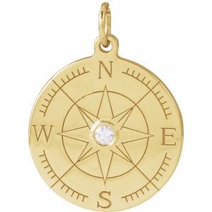 Accented Compass Necklace or Pendant