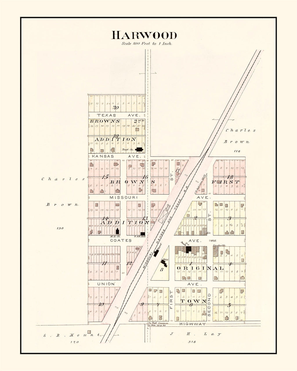 Vintage Map of Harwood, Missouri 1903