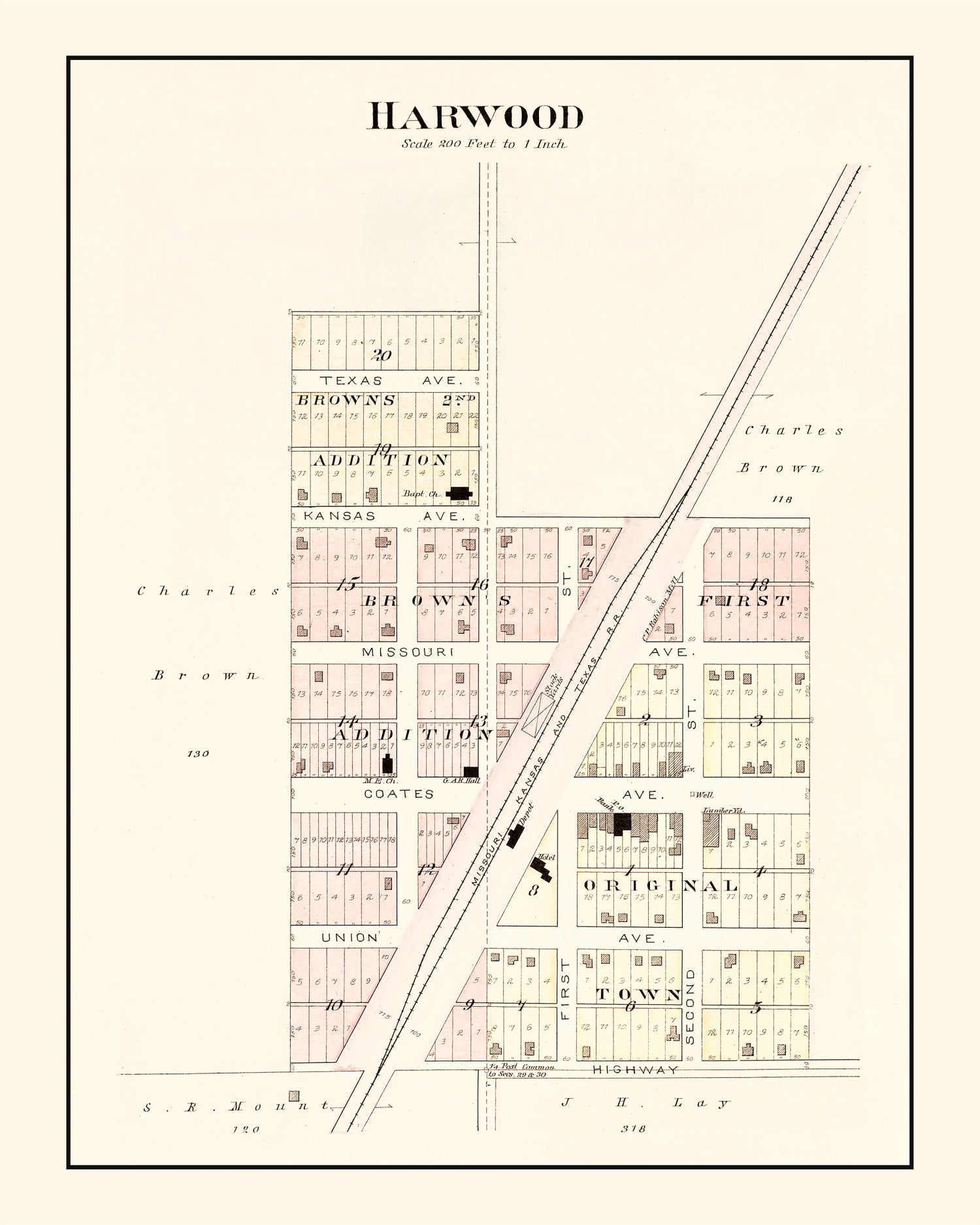 Vintage Map of Harwood, Missouri 1903