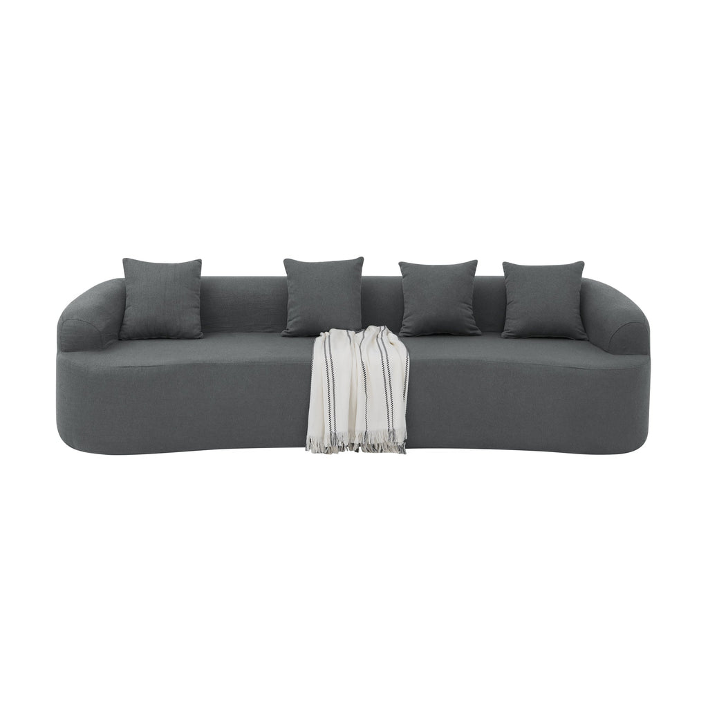Curved Modular Sectional Sofa in Lamb's Wool Fabric, Modern Minimalist Style, Compressed (No Assembly Required), Comfy for Living Room & Bedroom - Gray