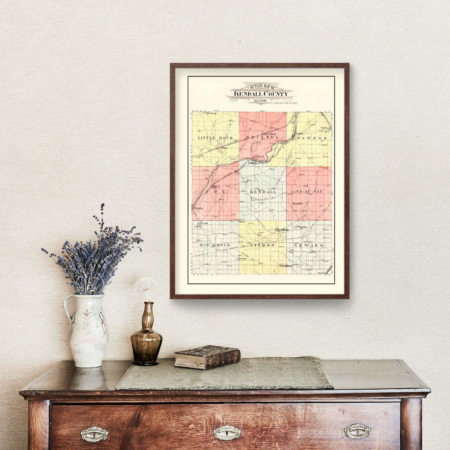 Vintage Map of Kendall County, Illinois 1903