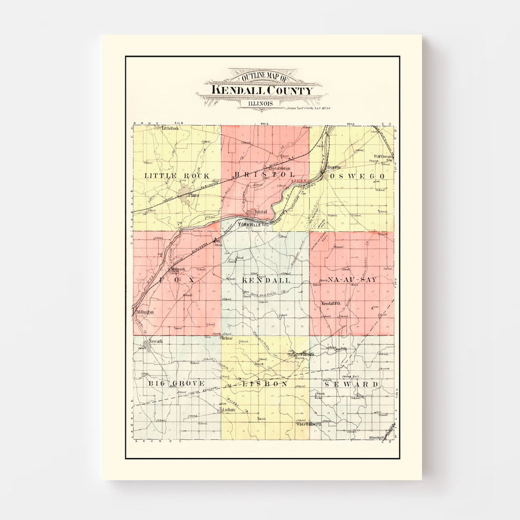 Vintage Map of Kendall County, Illinois 1903