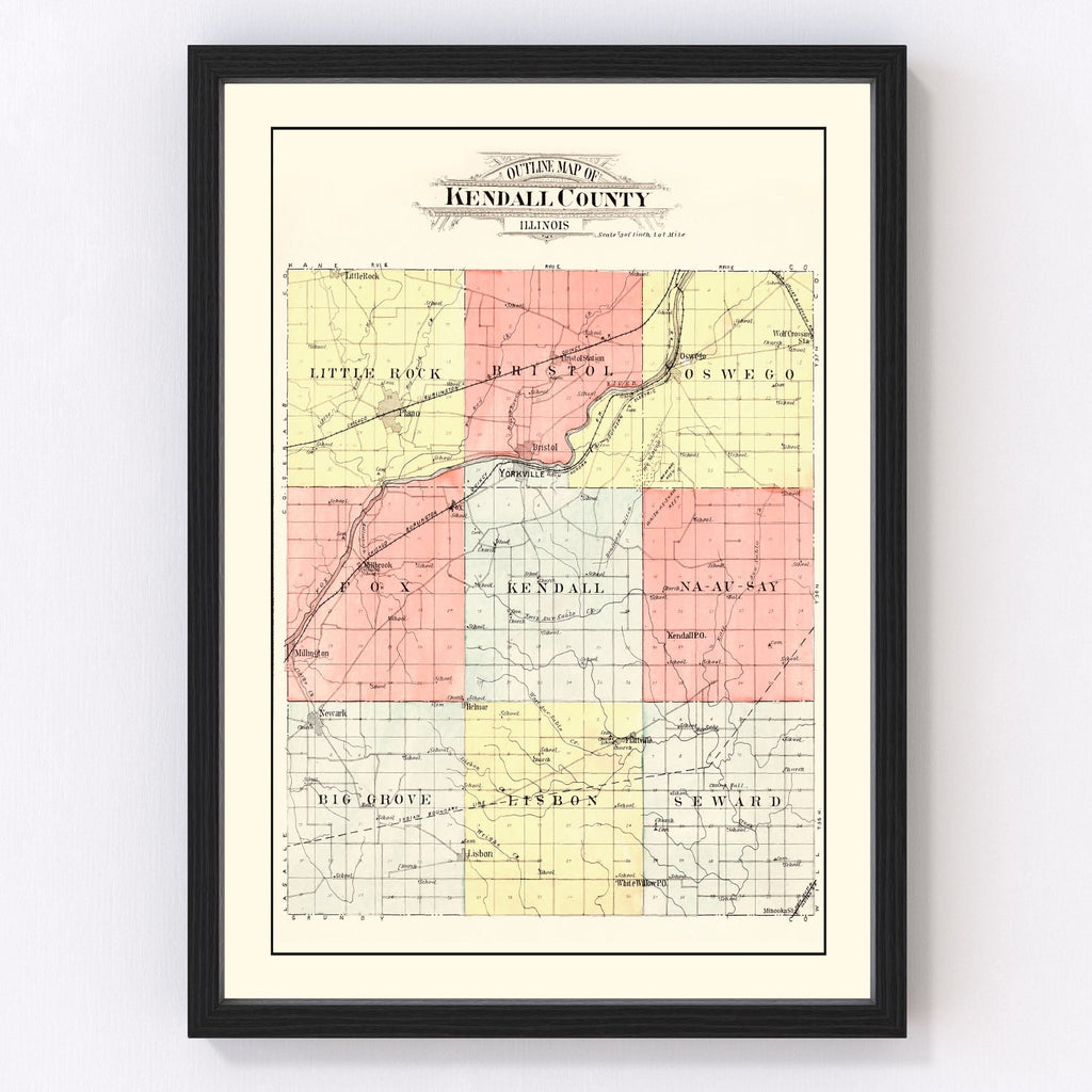 Vintage Map of Kendall County, Illinois 1903