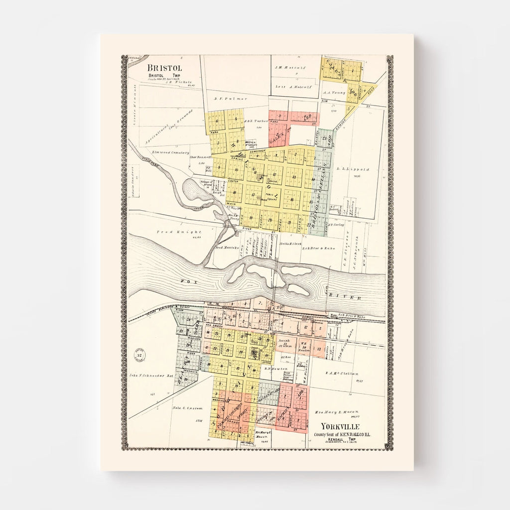 Vintage Map of Bristol, Illinois 1903