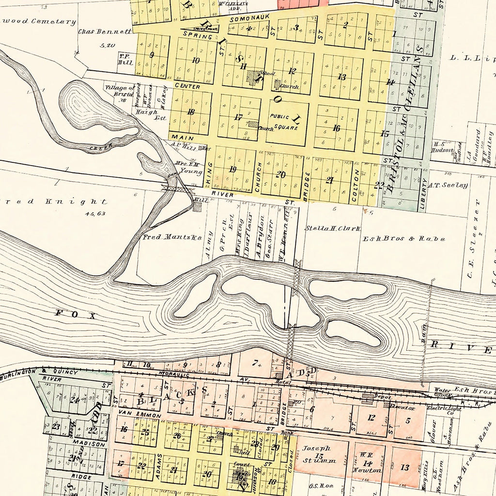 Vintage Map of Bristol, Illinois 1903