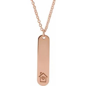 14K Rose Engravable Home 16-18" Necklace