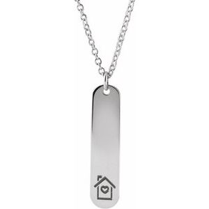 14K White Engravable Home 16-18" Necklace