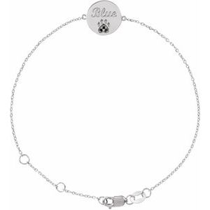 Sterling Silver Natural Black Spinel Engravable Paw Print 6 1/2-7 1/2" Bracelet – image 3