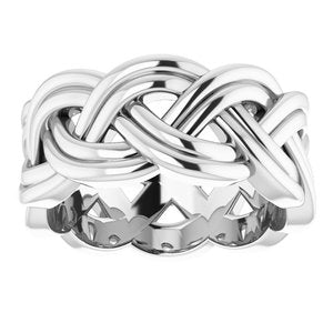 10K White 8 mm Woven-Design Band Size 4.5