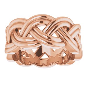 18K Rose 8 mm Woven-Design Band Size 4.5