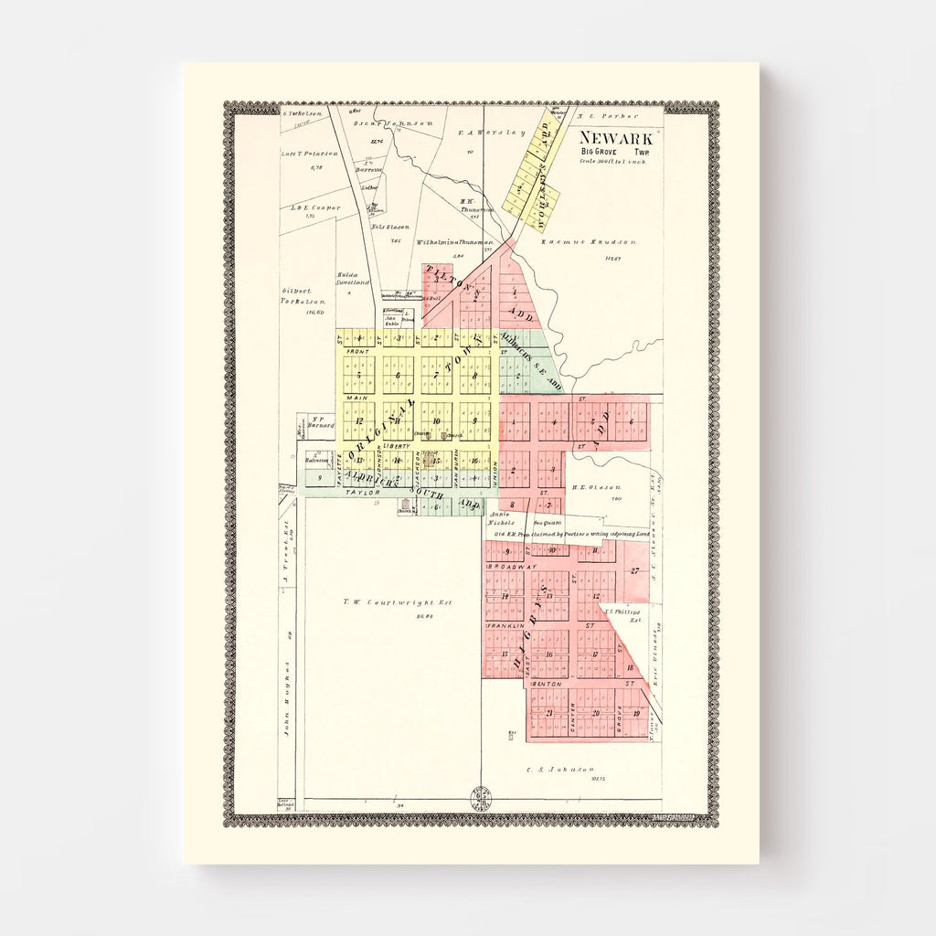 Vintage Map of Newark, Illinois 1903