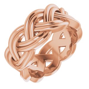 18K Rose 8 mm Woven-Design Band Size 5.5